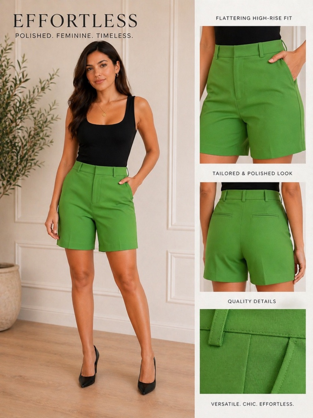 Talbots Bright Green High-Rise Tailored Bermudas 18 Woman’s Petite